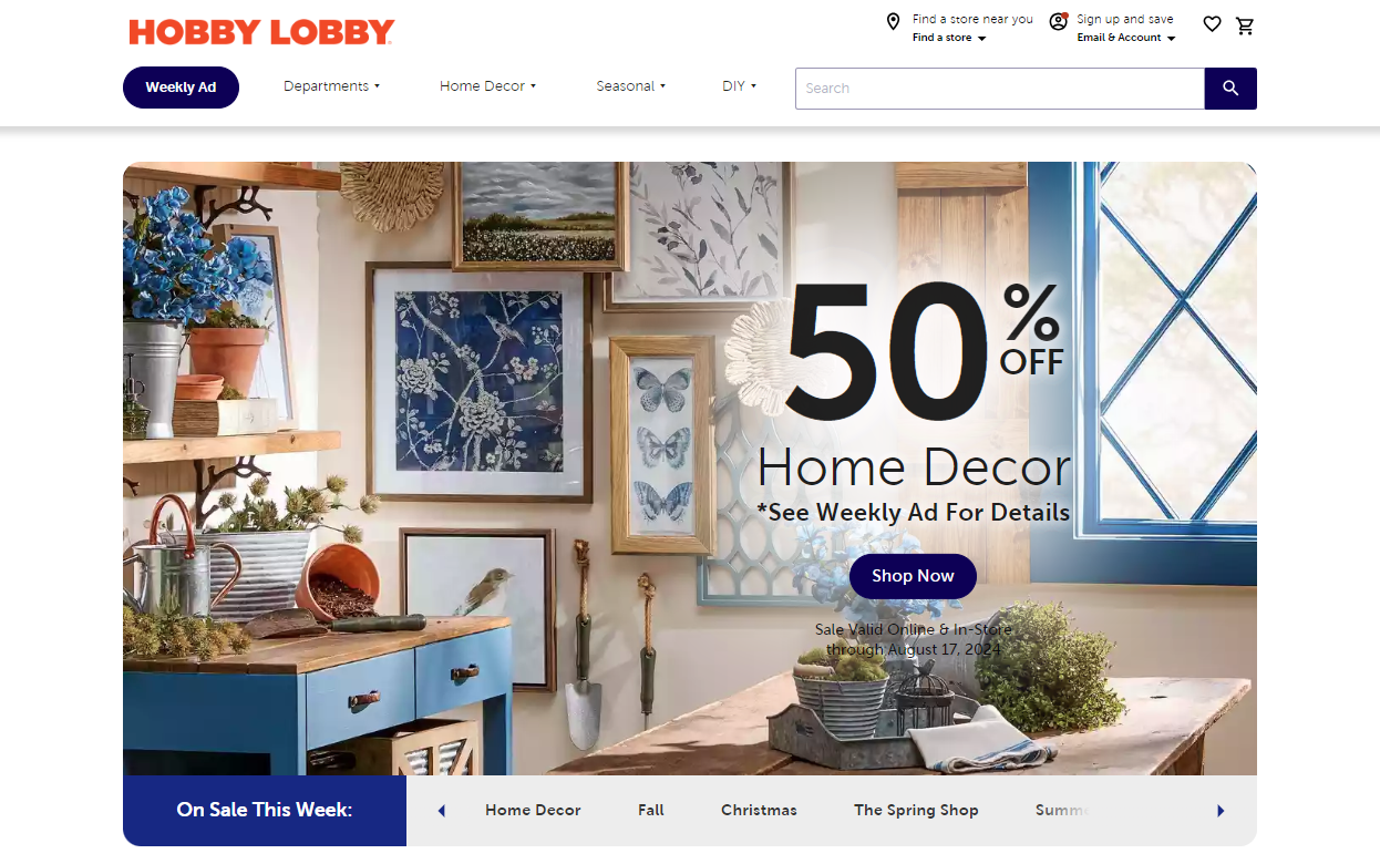 Hobby Lobby ဝက်ဘ်စ်မျက်နှာပြင် ရုပ်ပုံ