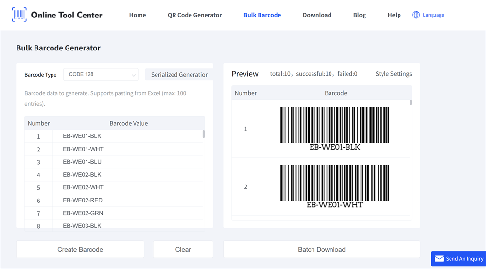 bulk barcode generator အများအပြား barcode generator ကို