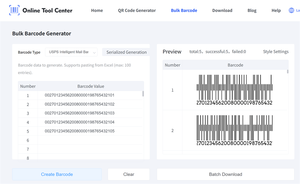 bulk impb barcode generator အများအပြား impb ဘားကုဒ် generator ကို