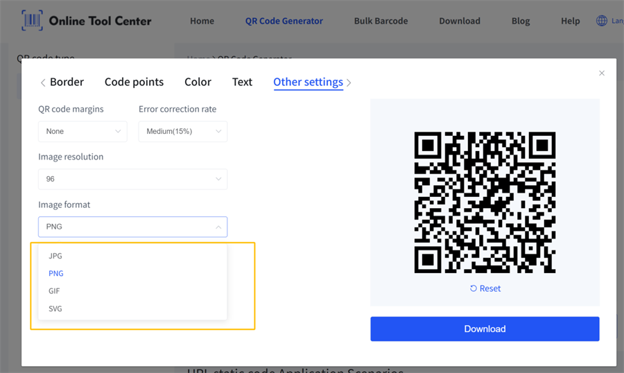 QR ကုဒ်ပုံရိပ်ပုံစံ