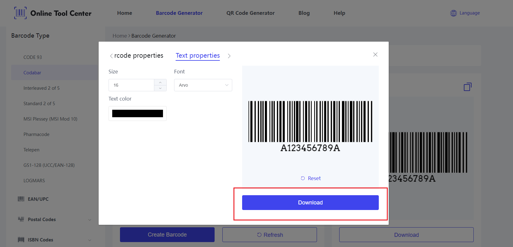 Codabar Barcode.png ကို ဖွင့်ပါ