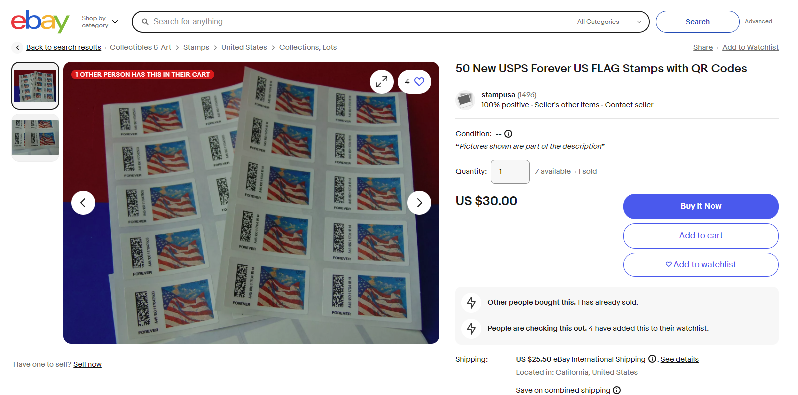 eBay.png ကနေ US Forever Stamp ဥပမာ