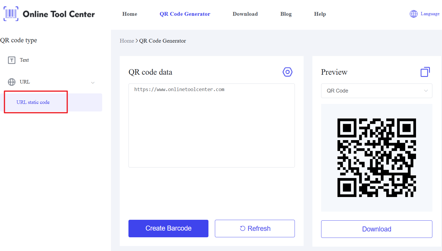 URL QR ကုဒ် generator ကို