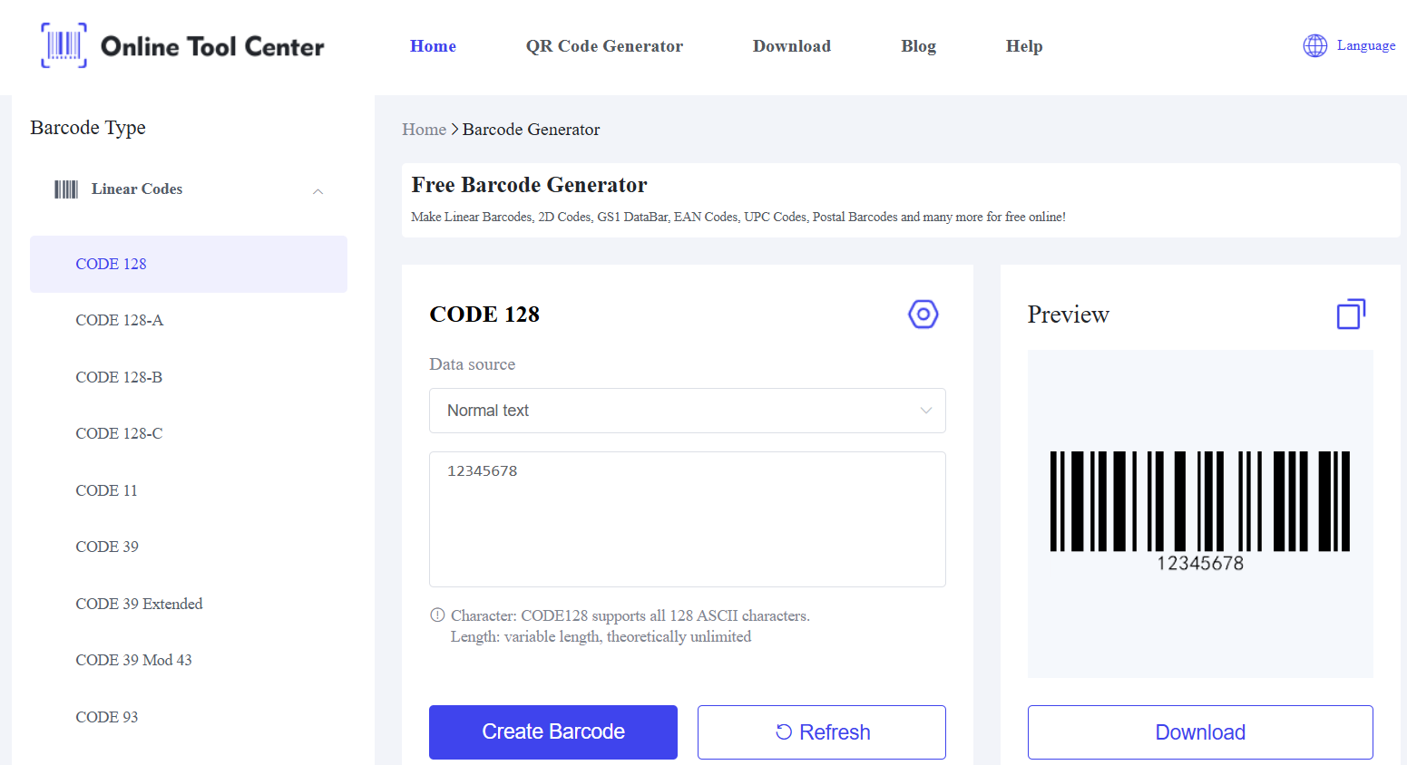 အခမဲ့ အွန်လိုင်း barcode generator ကို