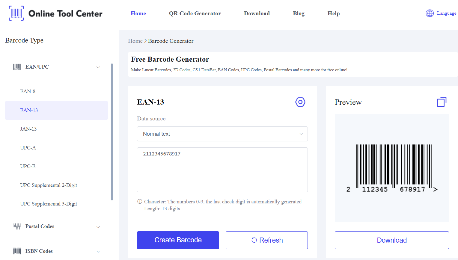 EAN ၁၃ Barcode generator