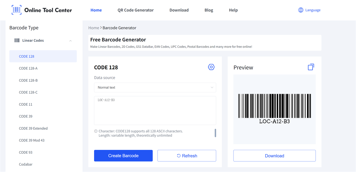 အခမဲ့ barcode generator ကို