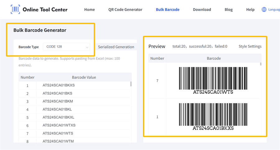 bulk barcode generator အများအပြား barcode generator ကို