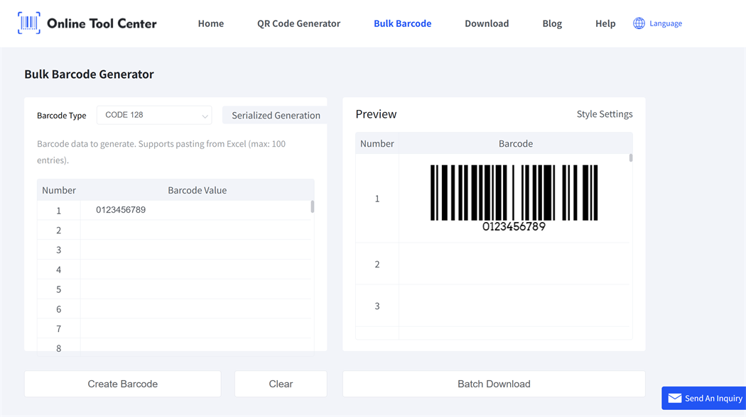 bulk barcode generator အများအပြား barcode generator ကို