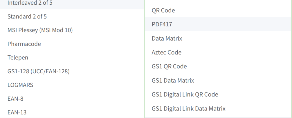 supported 1d 2d barcode formats ထောက်ပံ့ထားသော 1d 2d ဘားကုဒ်ပုံစံများ