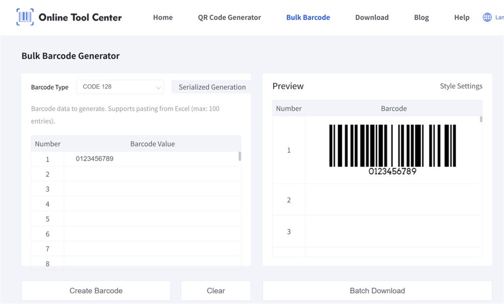 အများအပြား barcode generator ကို