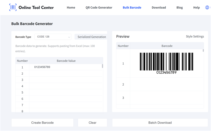 အများအပြား barcode generator ကို