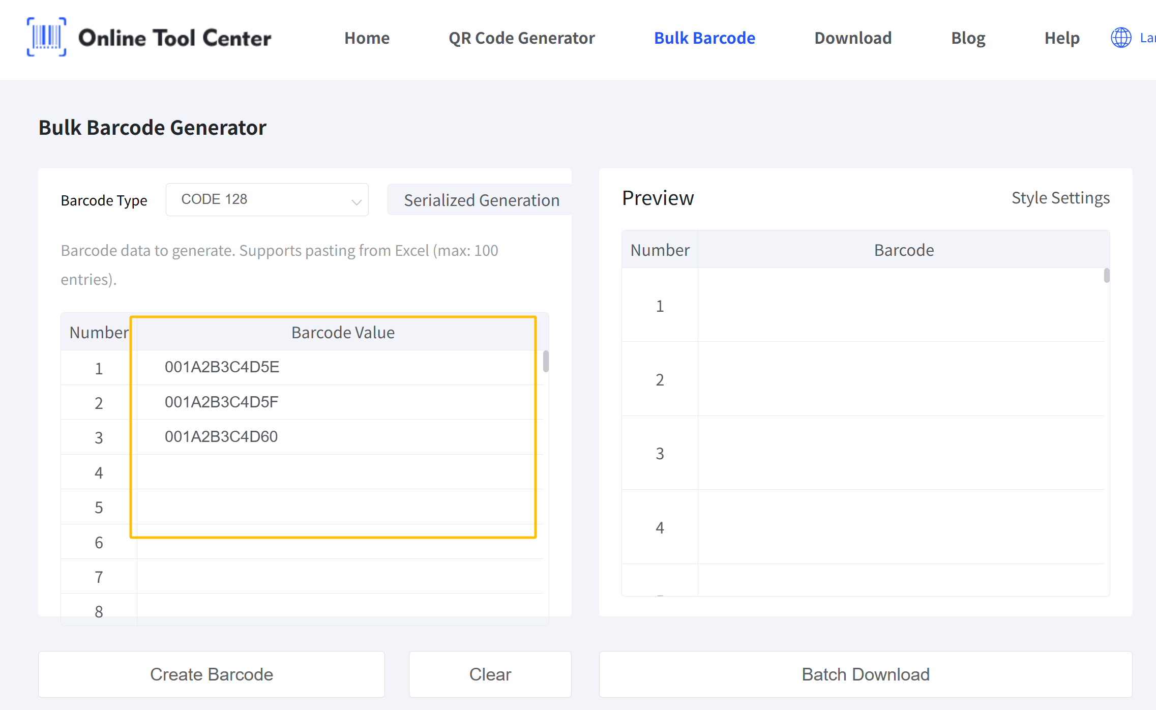 အများအပြား barcode generator ကို