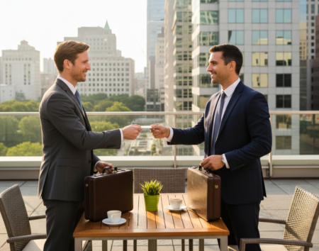 business card exchange in meeti meeti တွင် စီးပွားရေးကဒ်လဲလှယ်ခြင်း