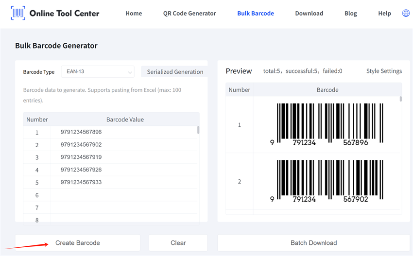 bulk generating EAN barcodes EAN ဘားကုဒ်များကို အများအပြားထုတ်လုပ်ခြင်း