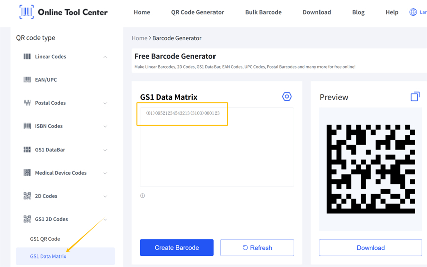 GS1 DataMatrix ကို