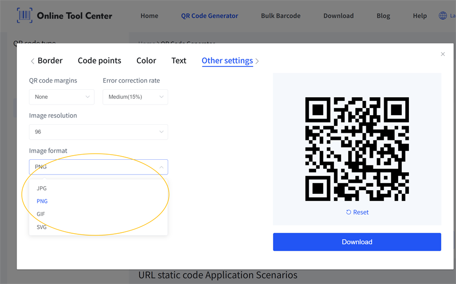 QR ကုဒ်ပုံရိပ်ပုံစံ