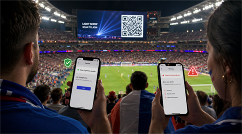 scan qr code at a world cup match ကမ္ဘာဖလားပွဲတွင် QR ကုဒ်ကို စကင်ပေးပါ