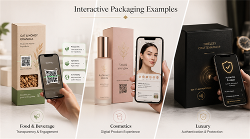 Interactive packaging examples အပြန်အလှန်ဆက်သွယ်သော ထုပ်ပိုးမှု ဥပမာများ